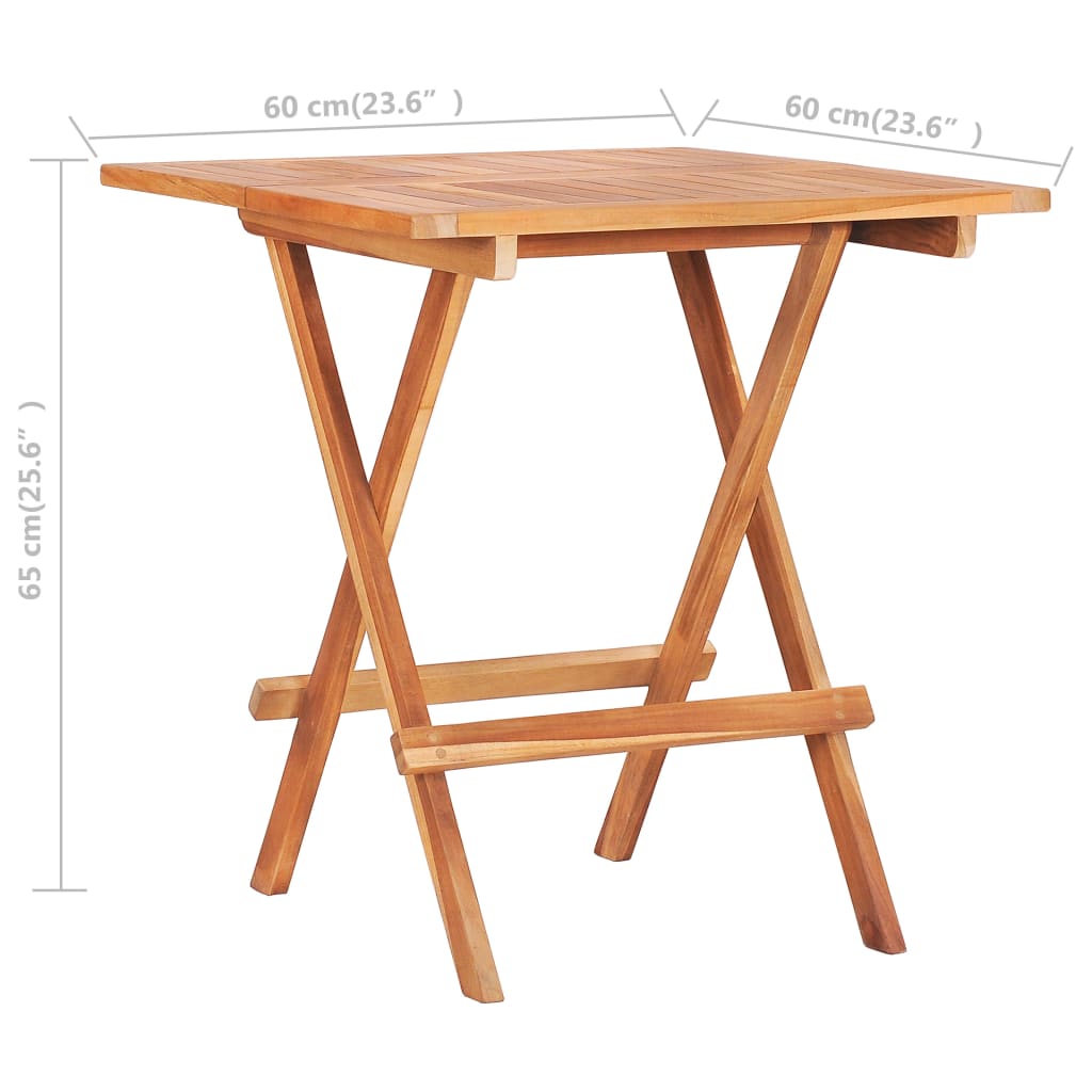 48996 vidaXL Folding Bistro Table 60x60x65 cm Solid Teak Wood