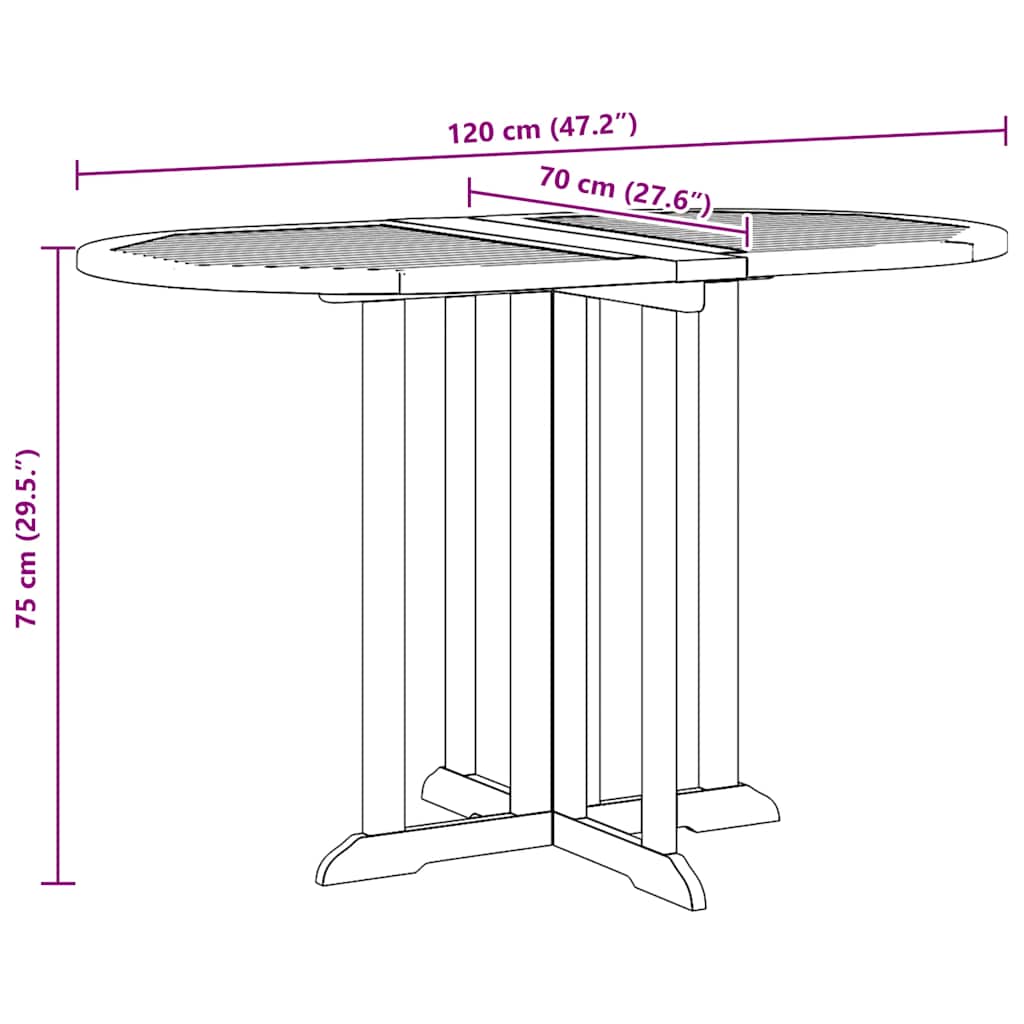 vidaXL Folding Butterfly Garden Table 120x70x75 cm Solid Teak Wood