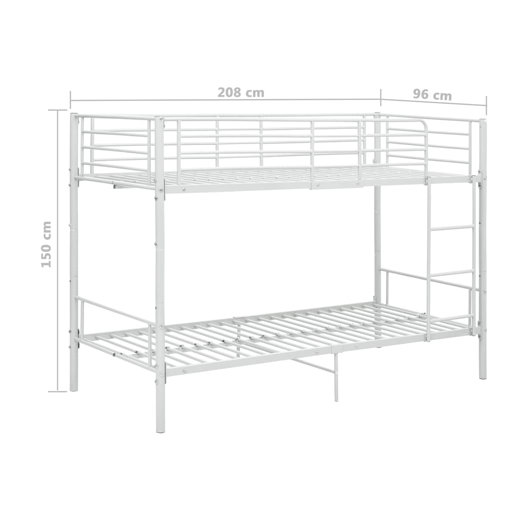 vidaXL Bunk Bed without Mattress White Metal 90x200cm
