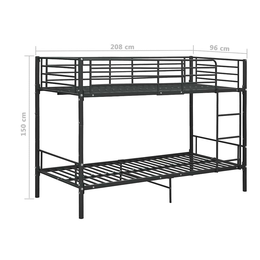 vidaXL Bunk Bed without Mattress Black Metal 90x200cm