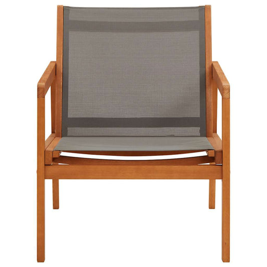 48697 vidaXL Garden Lounge Chair Grey Solid Eucalyptus Wood and Textilene