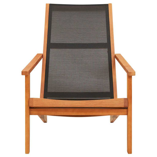 48699 vidaXL Garden Lounge Chair Black Solid Eucalyptus Wood and Textilene