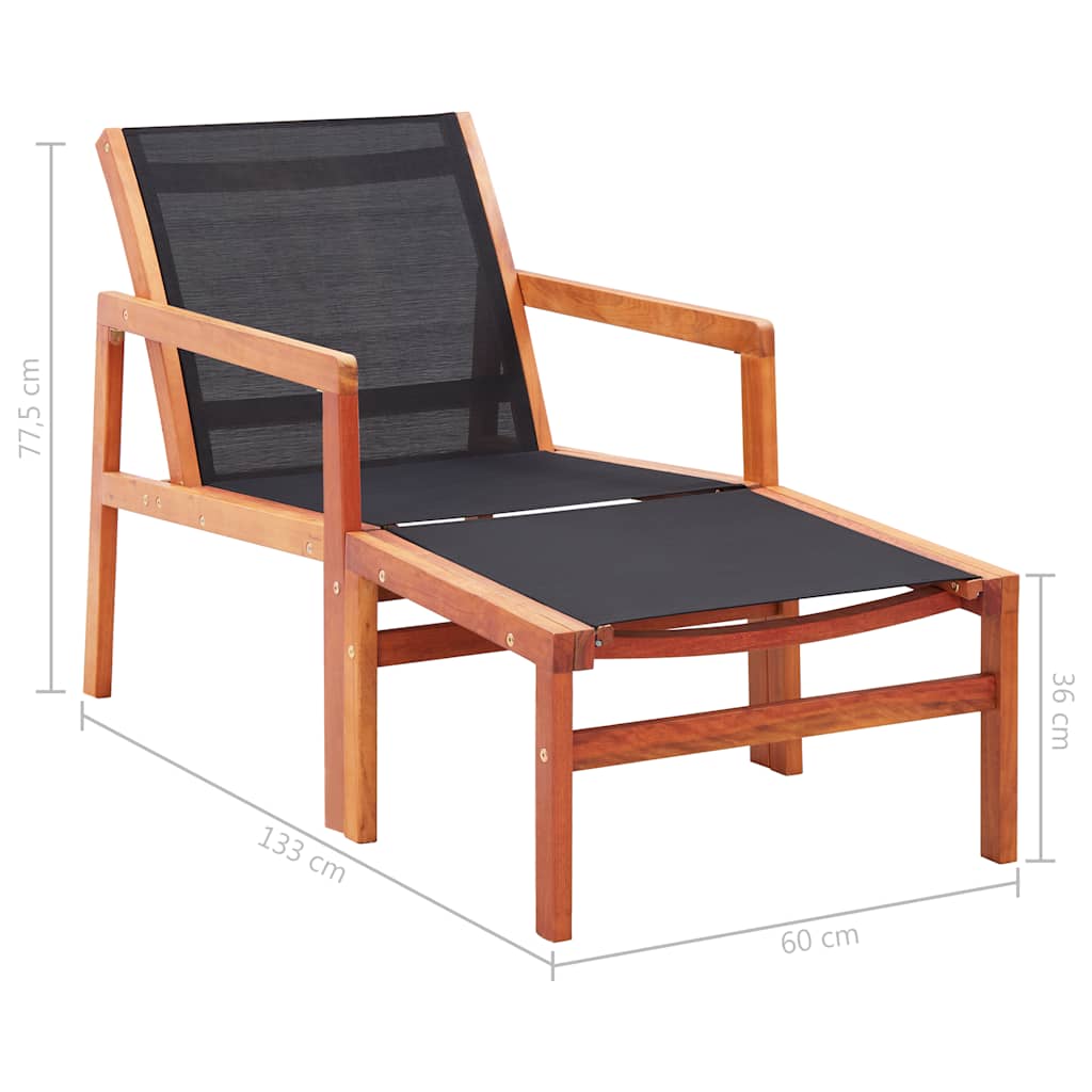 vidaXL Garden Chair | Natural wood colour, Black | Solid eucalyptus wood