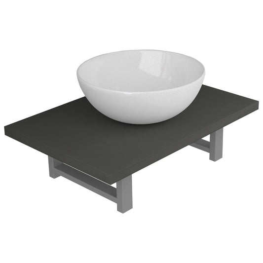279332 vidaXL Two Piece Bathroom Furniture Set Ceramic Grey (283806+141928)
