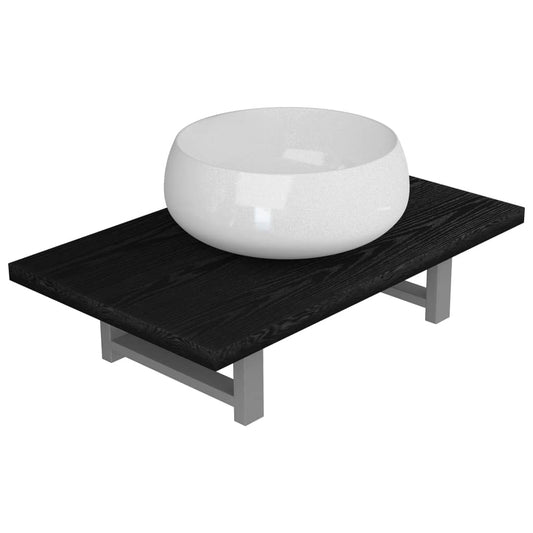 vidaXL Bathroom Furniture Set | Black, White | Engineered wood, Ceramic | Medium