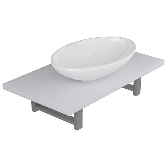 279339 vidaXL Two Piece Bathroom Furniture Set Ceramic White (283808+140674)