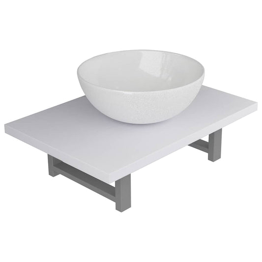 vidaXL Two Piece Bathroom Furniture Set Ceramic White