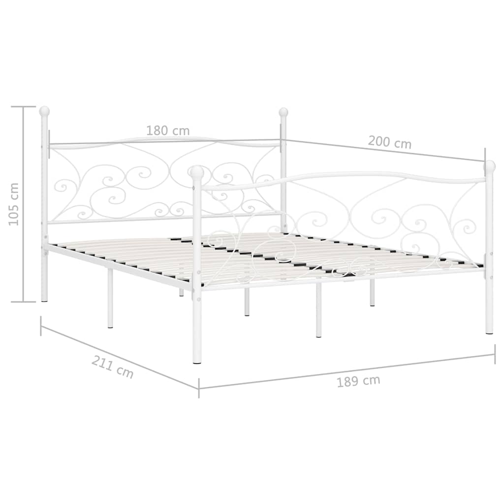 vidaXL Bed Frame | White | Metal, Plywood | Super King | Durable | Bed Frame