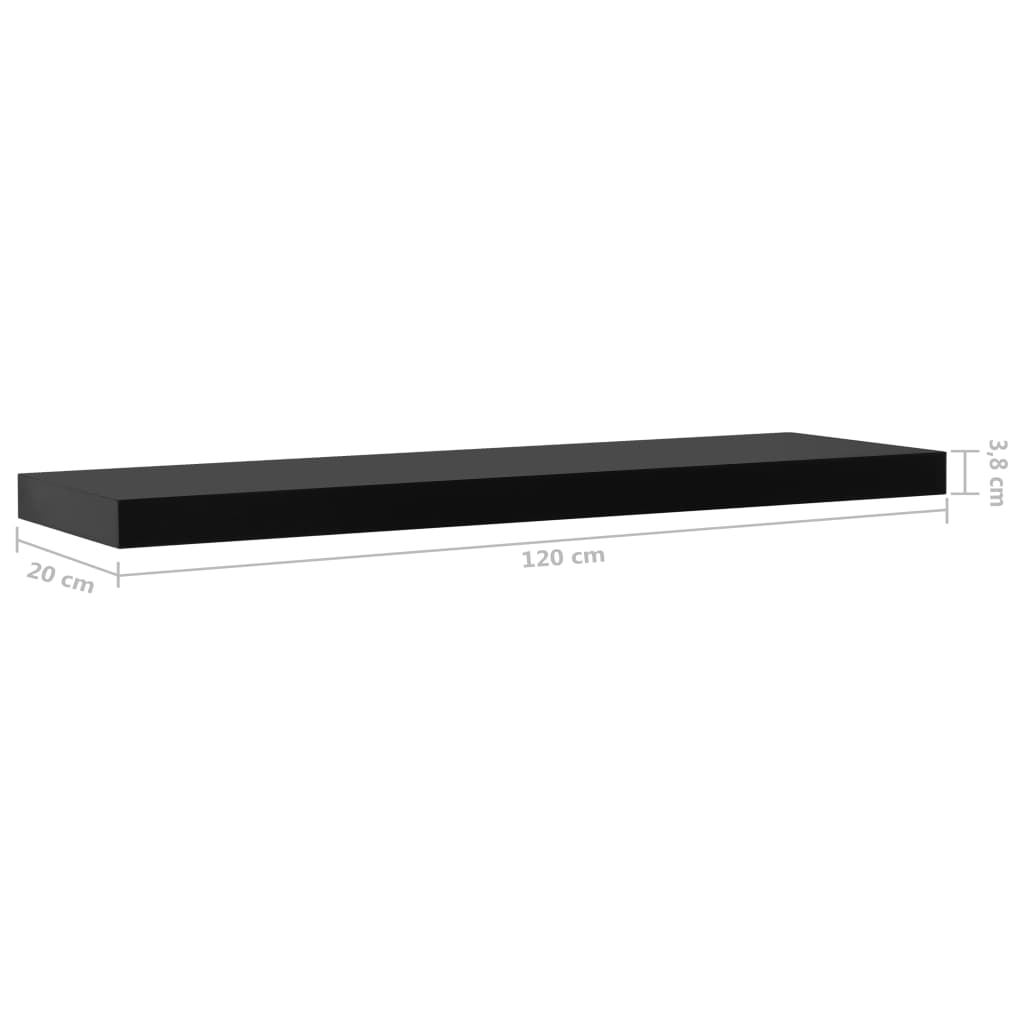 vidaXL Wall Mounted Shelf | Set of 2 | Black | MDF | Standard | Wall mounting