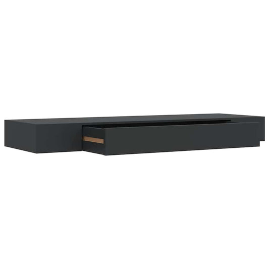 288206 vidaXL Floating Wall Shelf with Drawer Black 80x25x8 cm