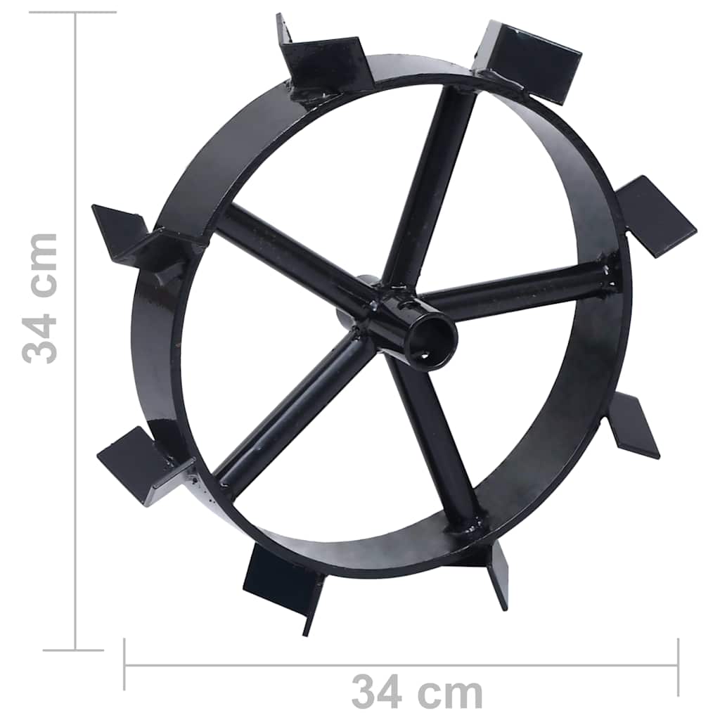 vidaXL Metal Wheels for 6,5 HP Petrol Tiller 2 pcs