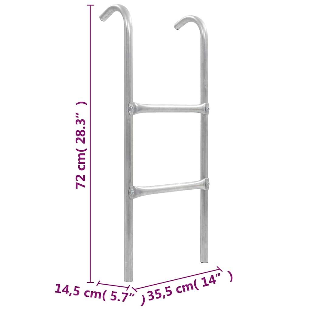 vidaXL 2-Step Trampoline Ladder Steel Silver 72 cm (suitable for 65cm)