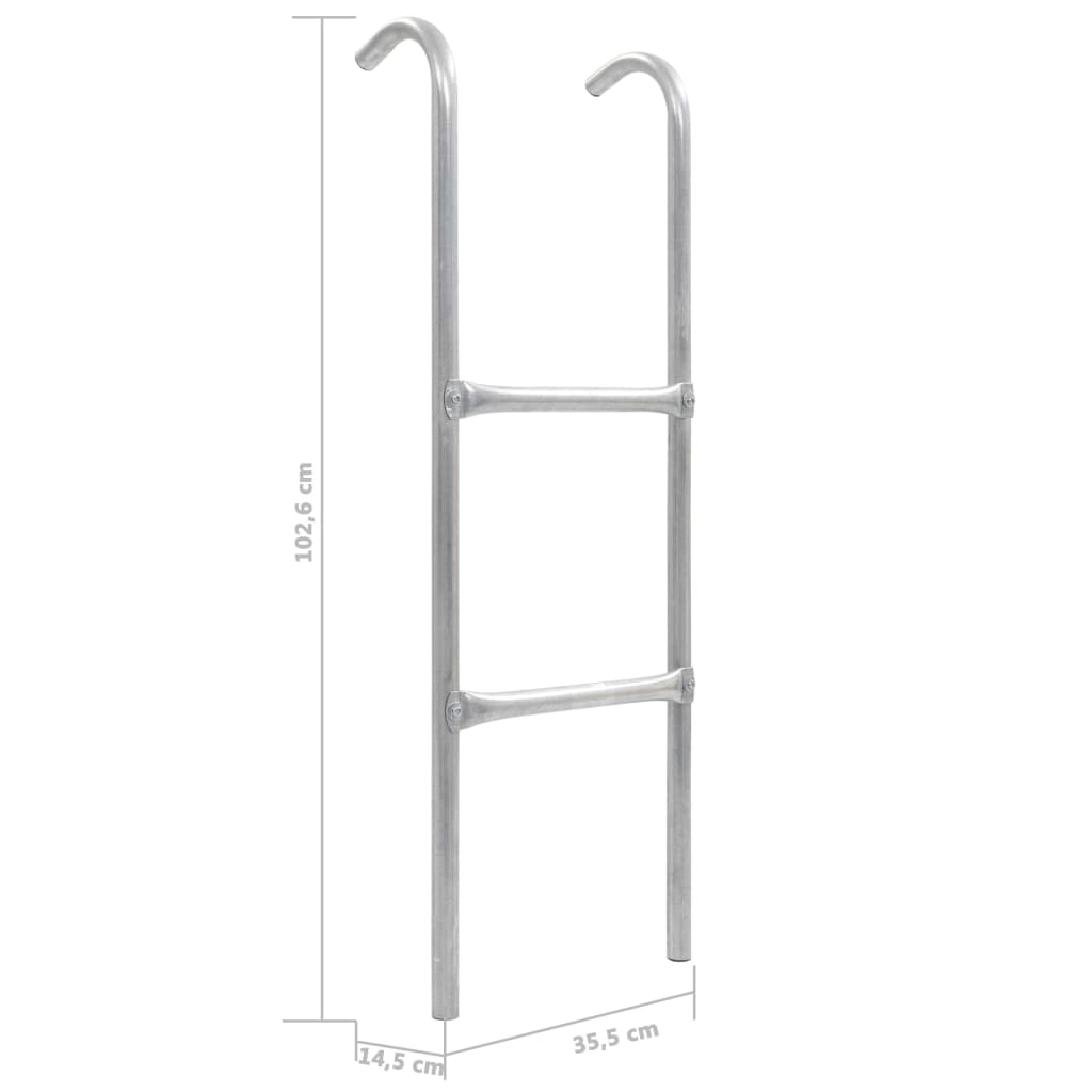 vidaXL 2-Step Trampoline Ladder Steel Silver 102.6 cm