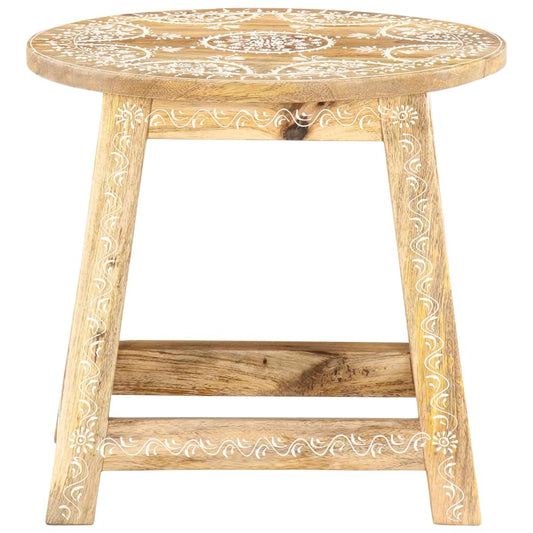 vidaXL Stool | Brown with white patterns | Solid mango wood | 38x38x35 cm