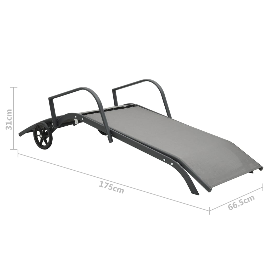 vidaXL Sun Lounger | Grey | Powder-Coated Steel | 200 x 58 x 32 cm