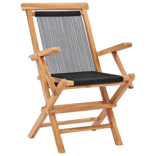 vidaXL Folding Chairs 2 pcs Solid Teak Wood and Rope