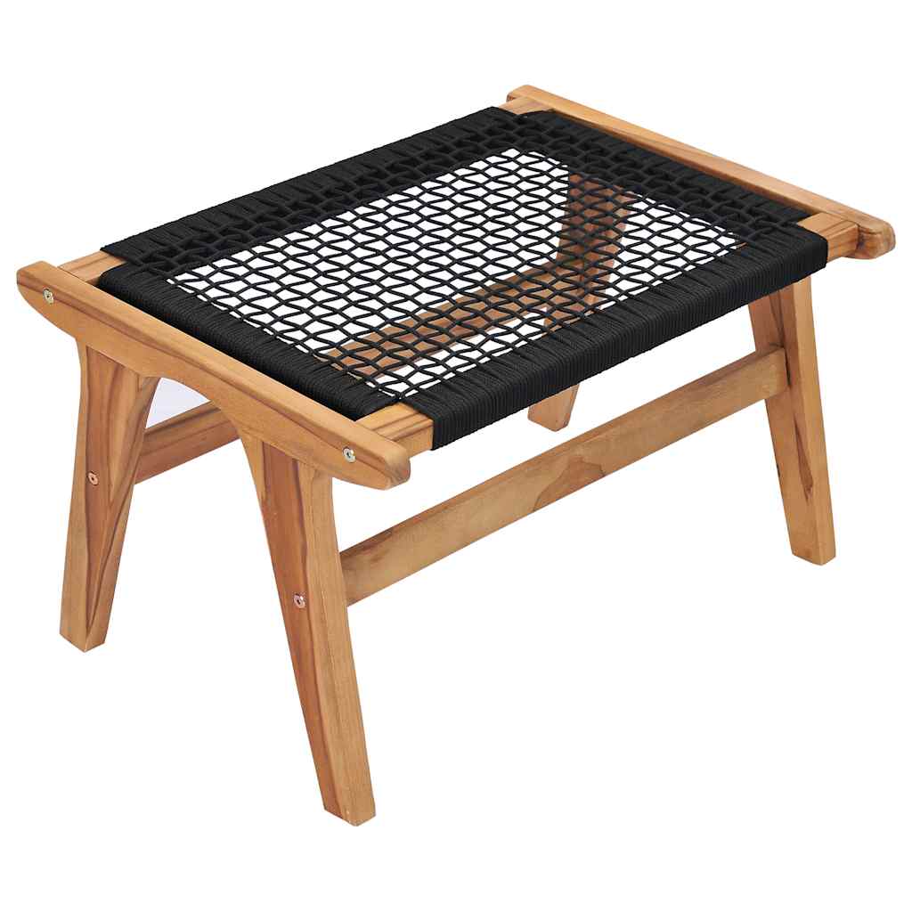 vidaXL Sun Lounger | Natural wood and black | Premium sanded teak hardwood