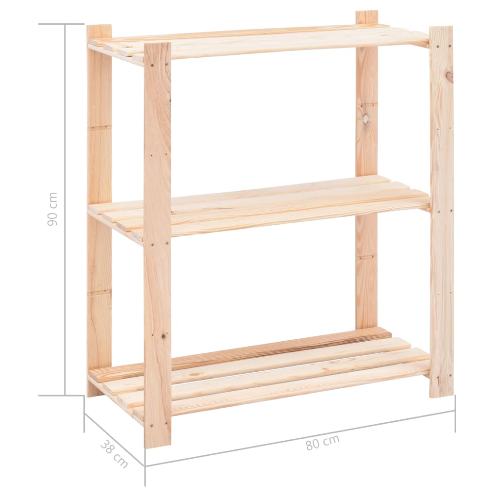 vidaXL 3-Tier Storage Racks 2 pcs 80x38x90 cm Solid Pinewood 150 kg