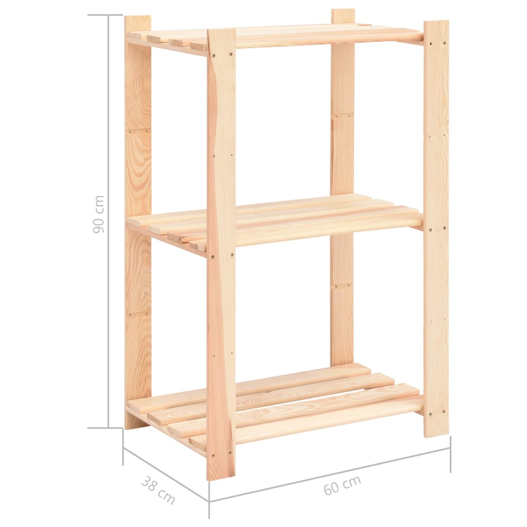 vidaXL 3-Tier Storage Racks 5 pcs 60x38x90 cm Solid Pinewood 150 kg