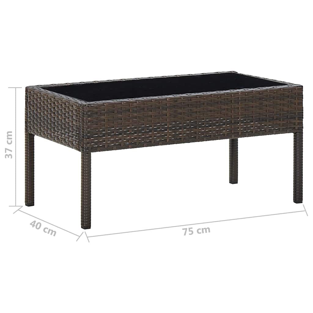 45903 vidaXL Garden Table Brown 75x40x37 cm Poly Rattan