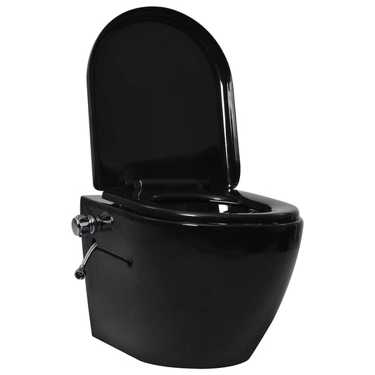 145782 vidaXL Wall Hung Rimless Toilet with Bidet Function Ceramic Black