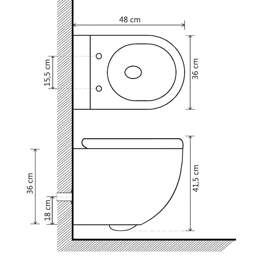 145782 vidaXL Wall Hung Rimless Toilet with Bidet Function Ceramic Black