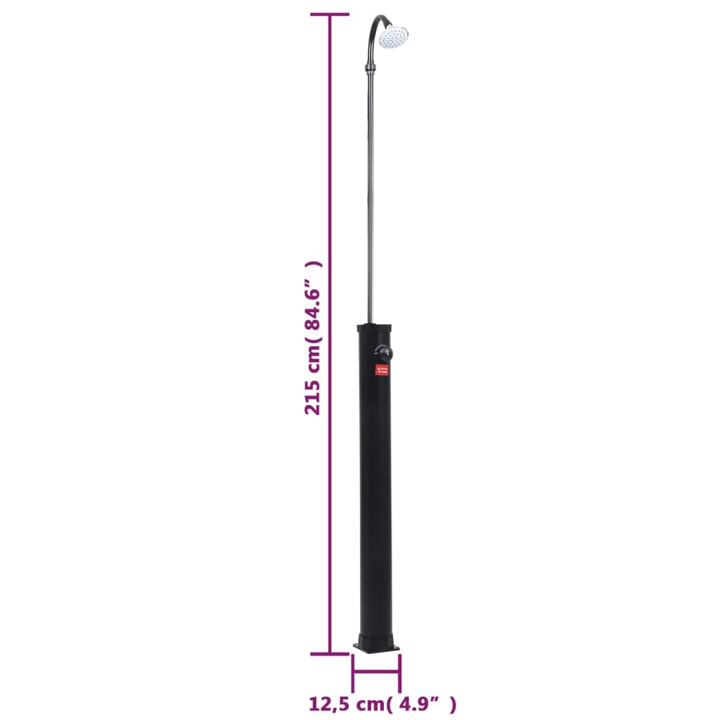 vidaXL Garden Solar Shower Black 215 cm 8 L