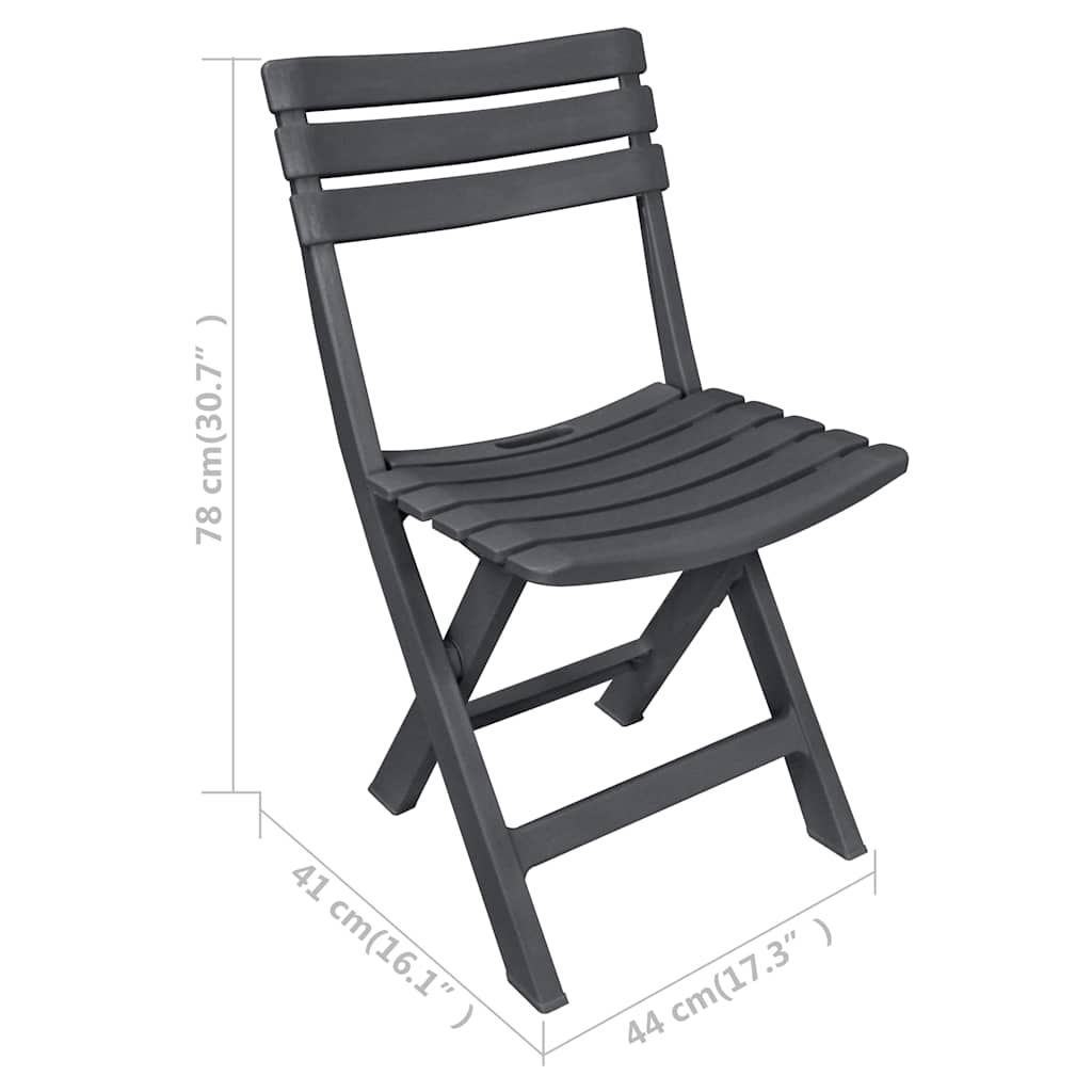 48753 vidaXL 3 Piece Folding Bistro Set Plastic Anthracite