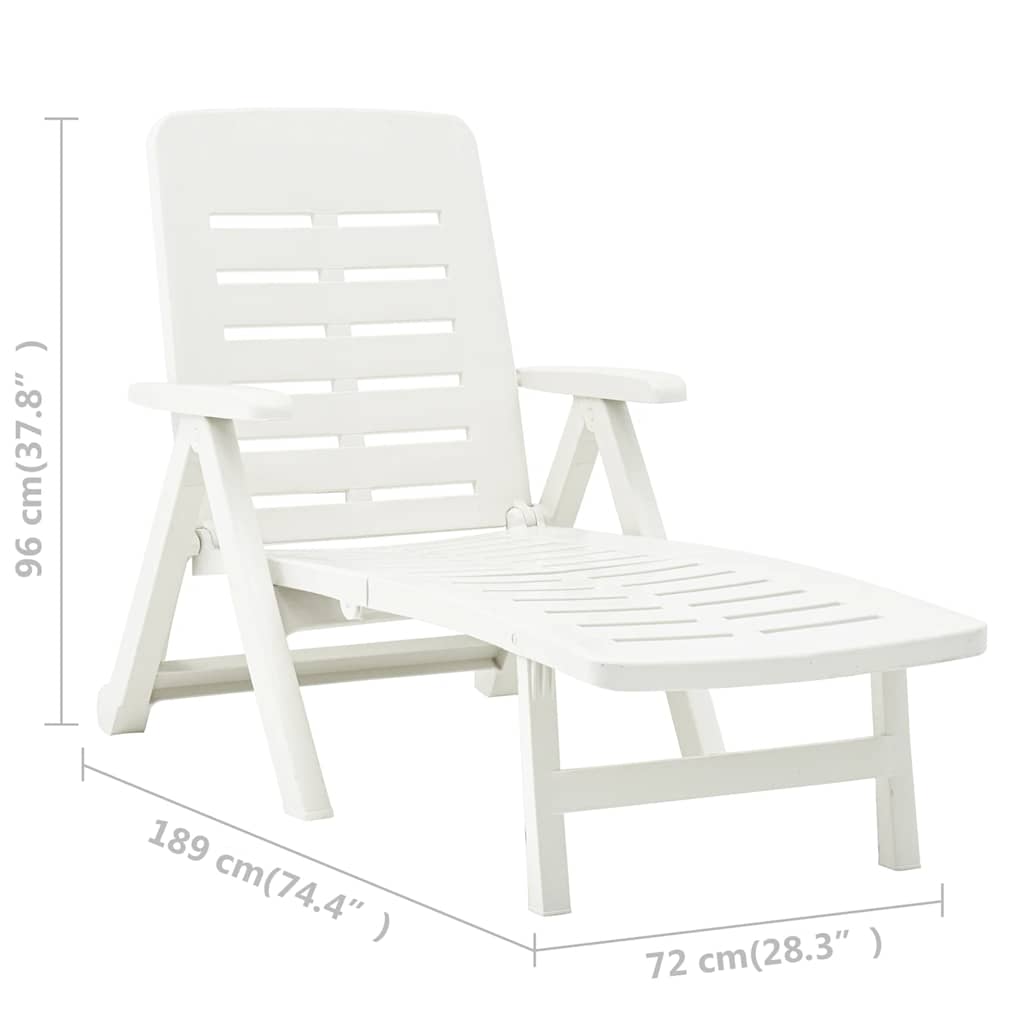 48754 vidaXL Folding Sun Lounger Plastic White