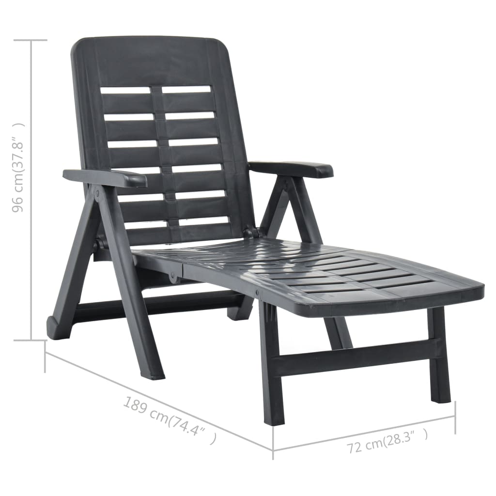 vidaXL Sunlounger | Anthracite | Plastic | Standard | Foldable