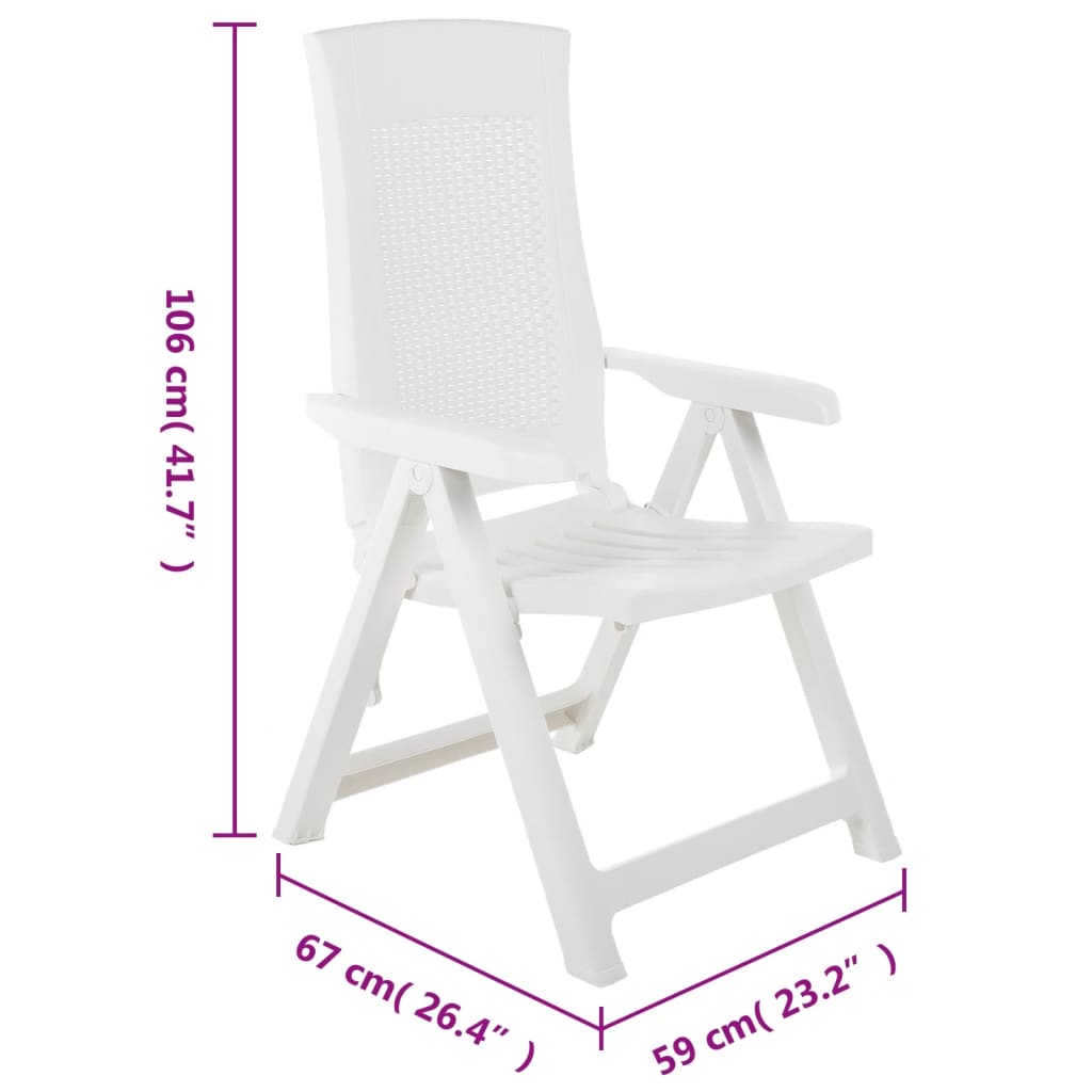 vidaXL Garden Chair | Set of 2 | White | Plastic | Standard