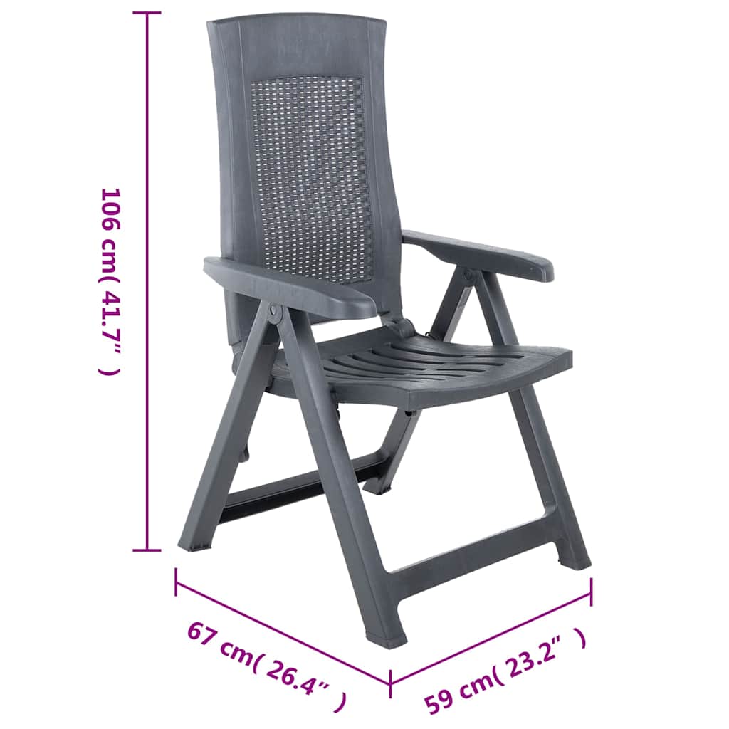 vidaXL Reclining Folding Chairs 2 pcs Plastic Anthracite