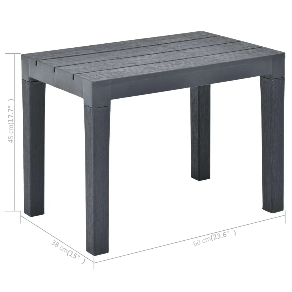 vidaXL Garden Table with 2 Benches Plastic Anthracite