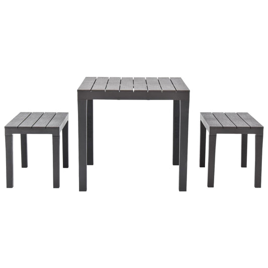 48779 vidaXL Garden Table with 2 Benches Plastic Brown