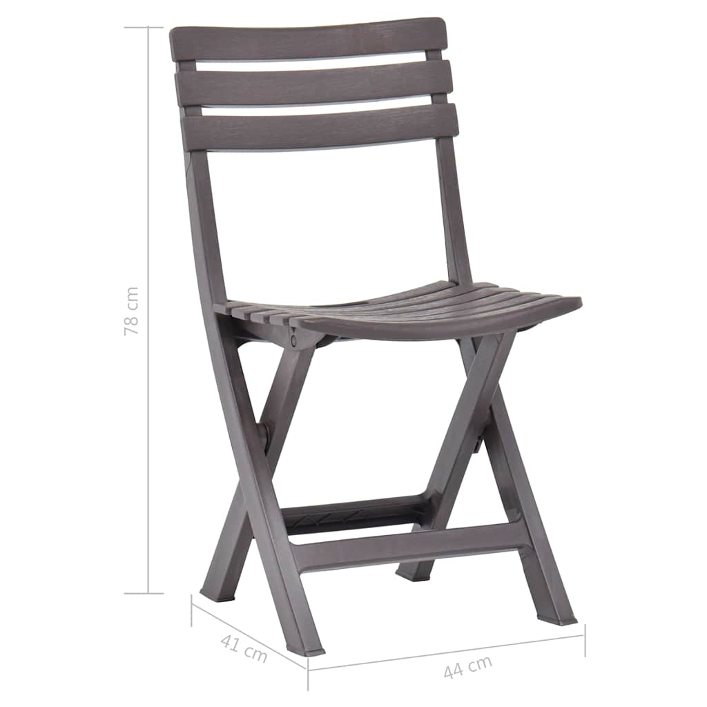 vidaXL Folding Chairs 2 pcs Plastic Mocha