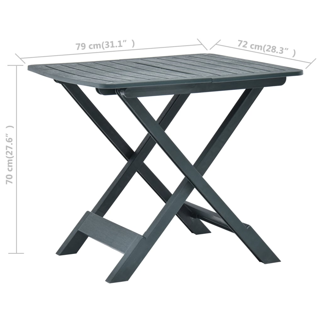 vidaXL Garden Table | Green | Plastic | Medium | Foldable | Garden Table