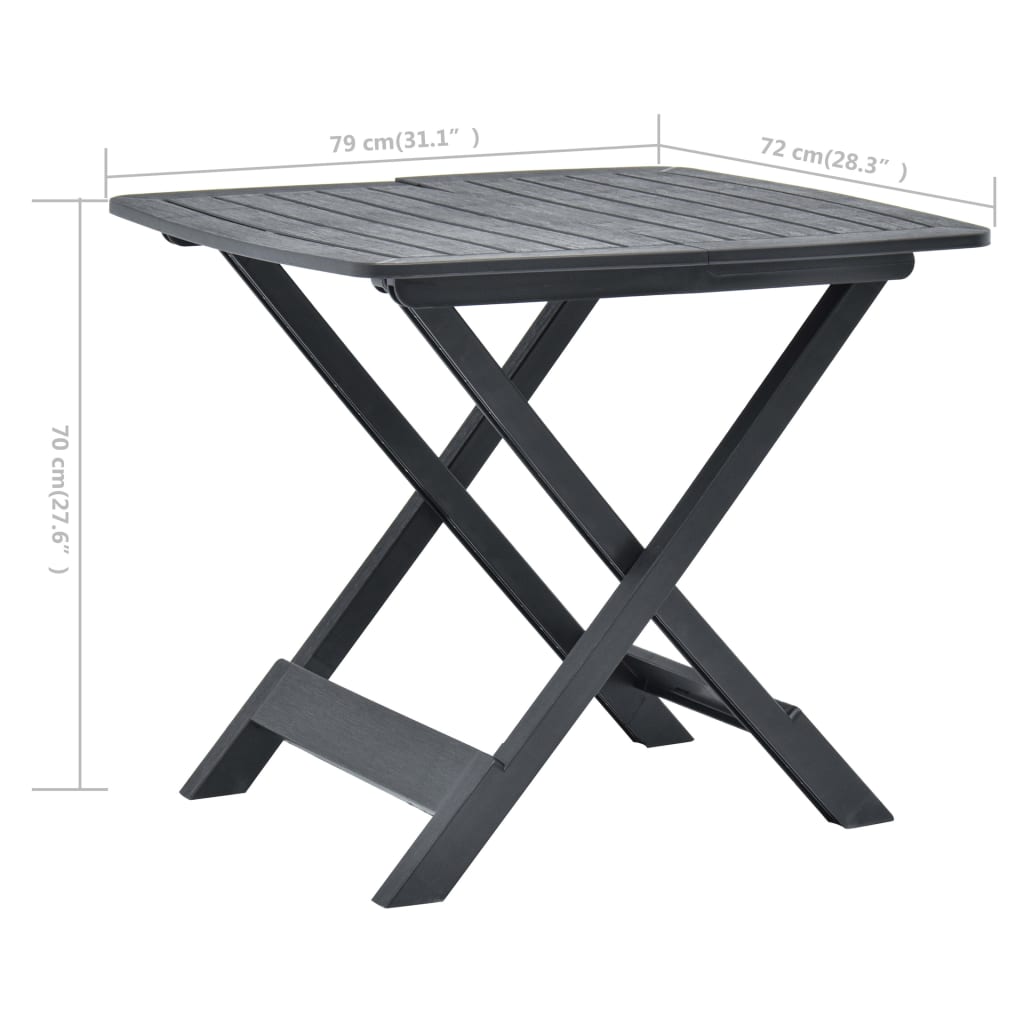 48792 vidaXL Folding Garden Table Anthracite 79x72x70 cm Plastic