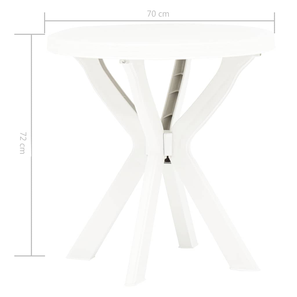 48796 vidaXL Bistro Table White Ø70 cm Plastic