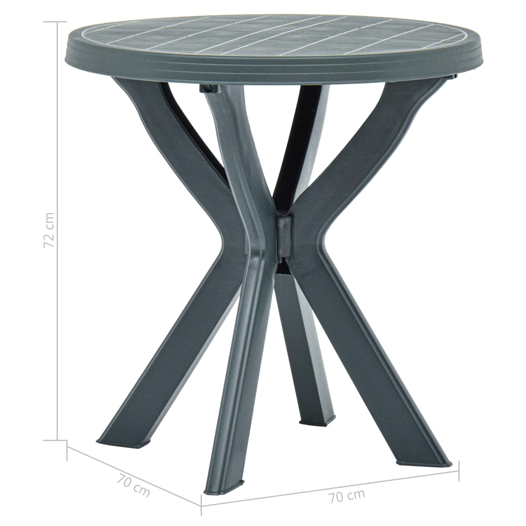 48797 vidaXL Bistro Table Green Ø70 cm Plastic