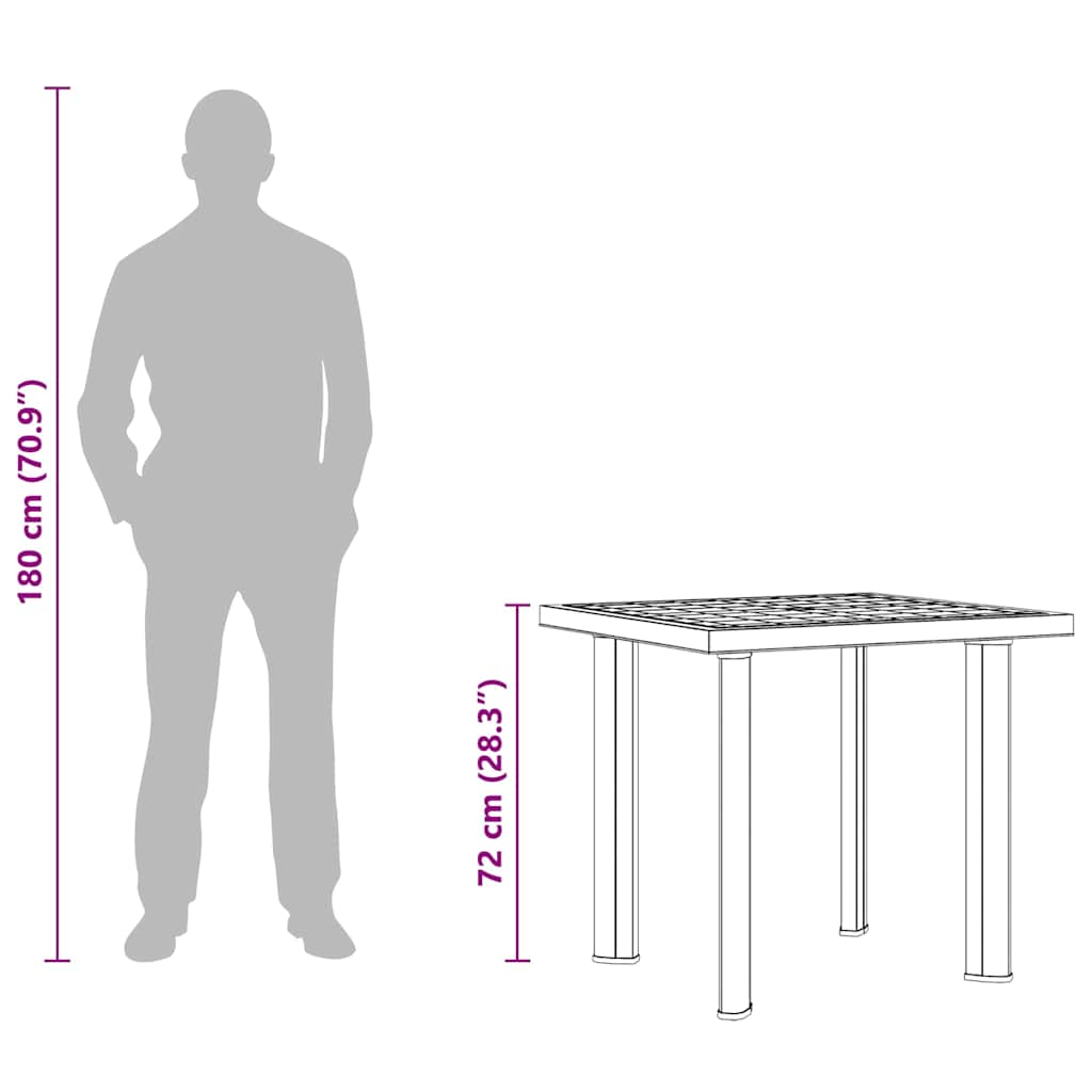 48802 vidaXL Garden Table White 80x75x72 cm Plastic