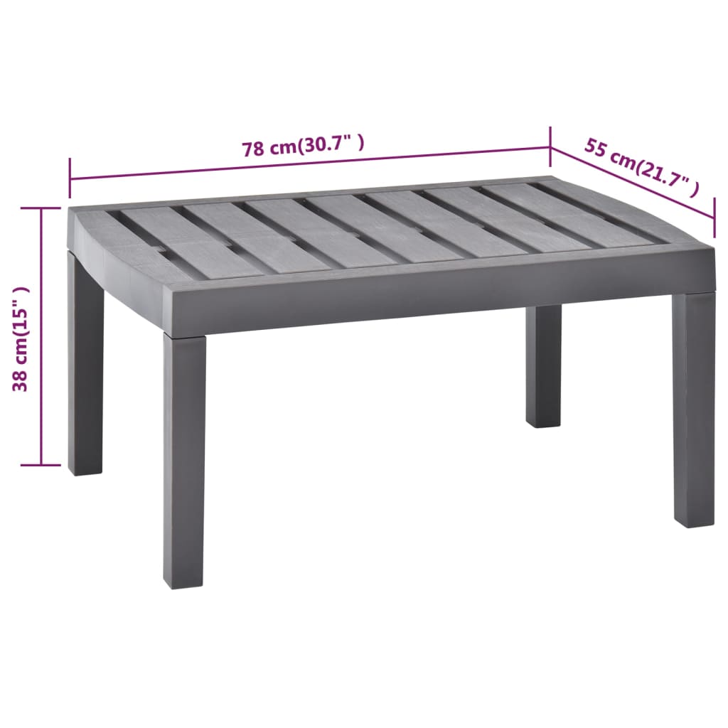 48816 vidaXL Garden Table Mocha 78x55x38 cm Plastic
