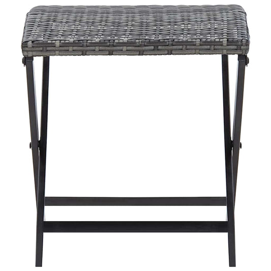 45773 vidaXL Folding Stool Poly Rattan Grey