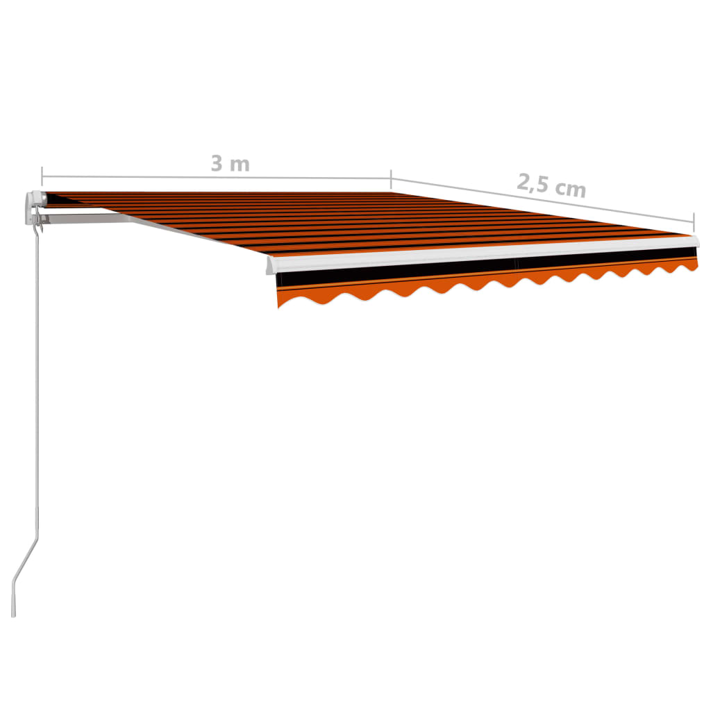 vidaXL Manual Retractable Awning 300x250 cm Orange and Brown