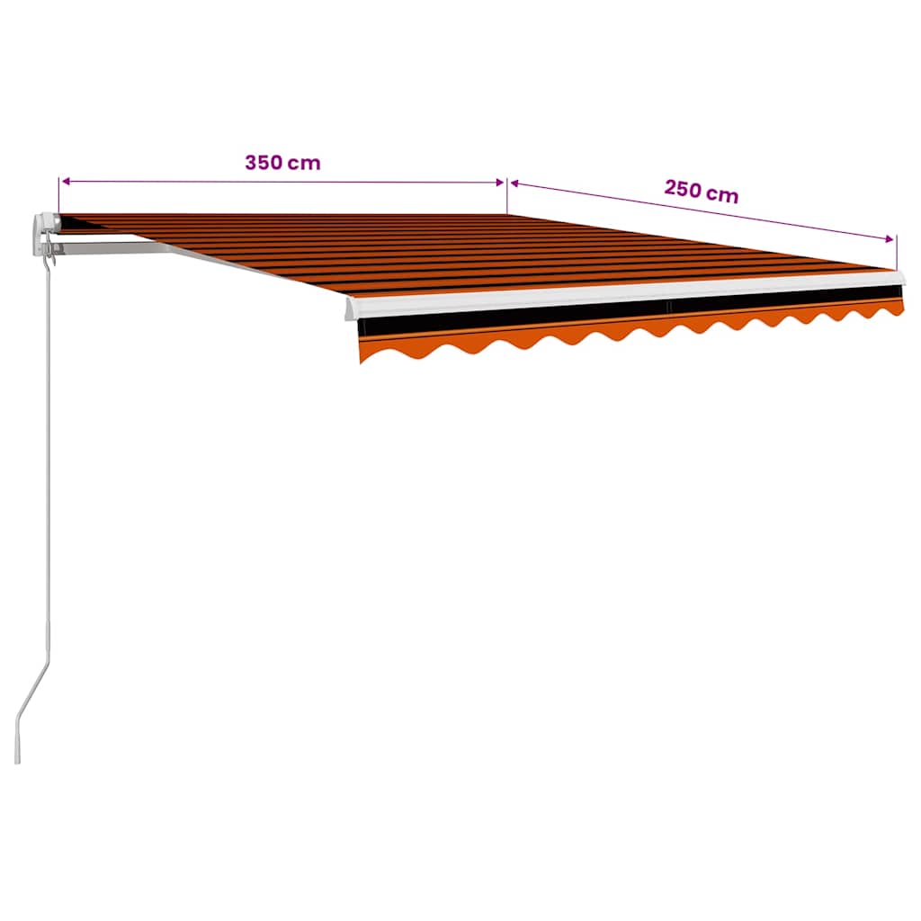 vidaXL Manual Awning 3.5 x 2.5 m Orange and Brown Horizontal Stripe
