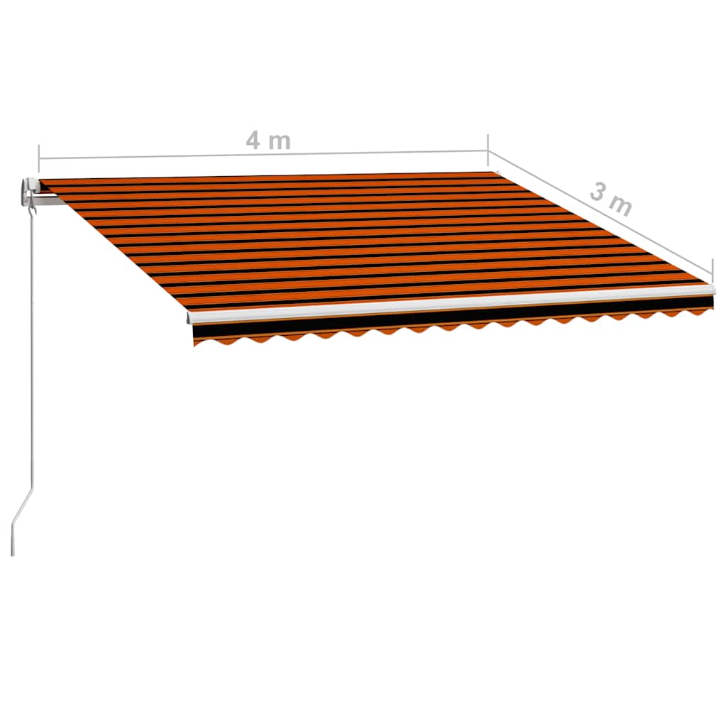 vidaXL Manual Retractable Awning 400x300 cm Orange and Brown