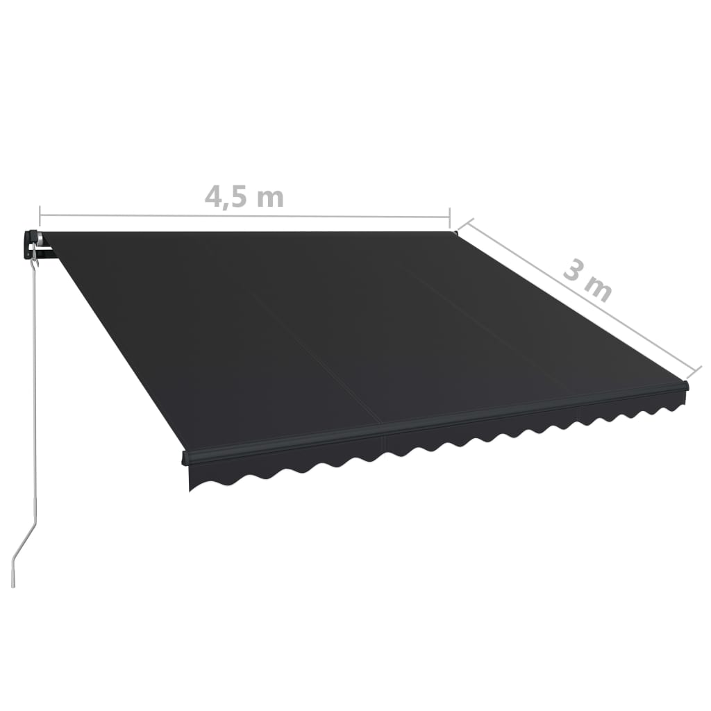 vidaXL Manual Retractable Awning 450x300 cm Anthracite