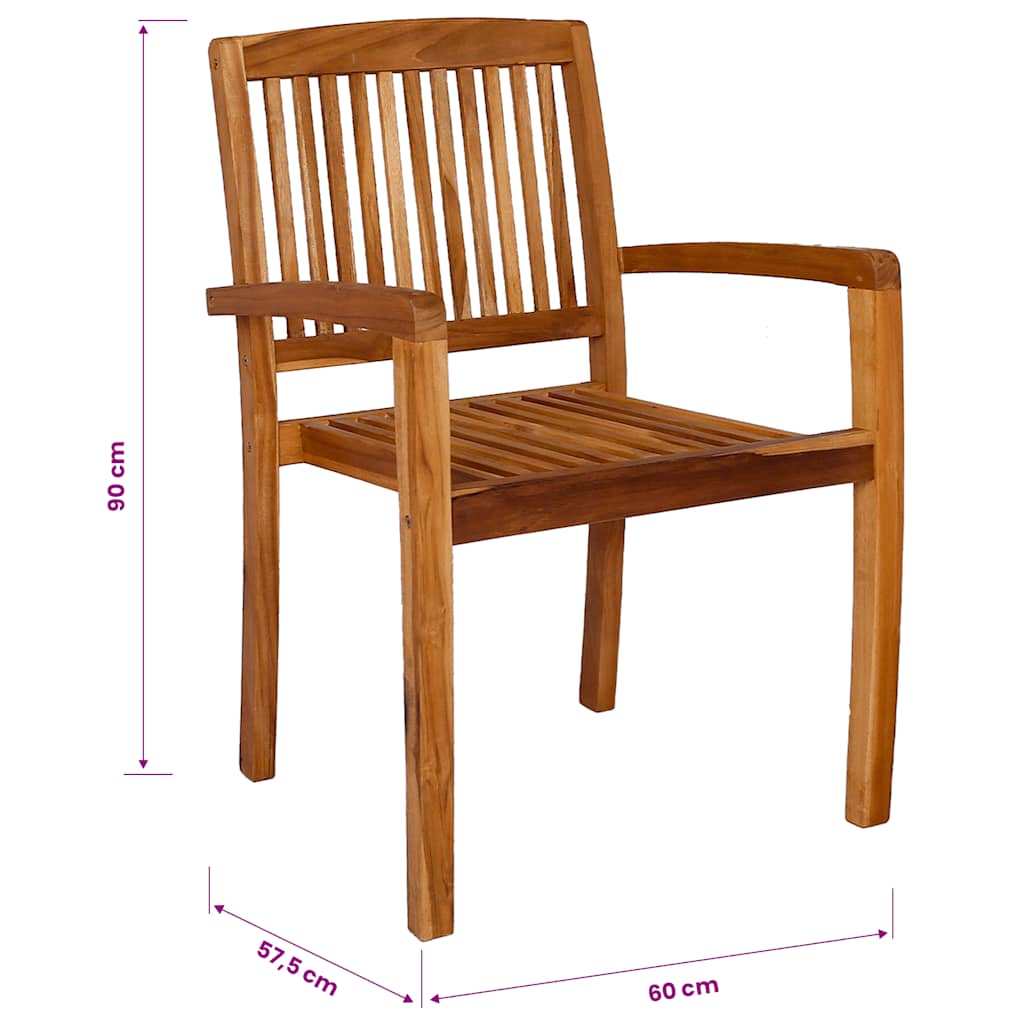 vidaXL Stacking Garden Dining Chairs 2 pcs Solid Teak Wood