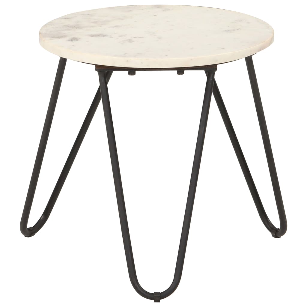 vidaXL Coffee Table White 40x40x40 cm Real Stone with Marble Texture