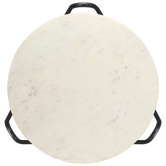 vidaXL Coffee Table White 65x65x42 cm Real Stone with Marble Texture