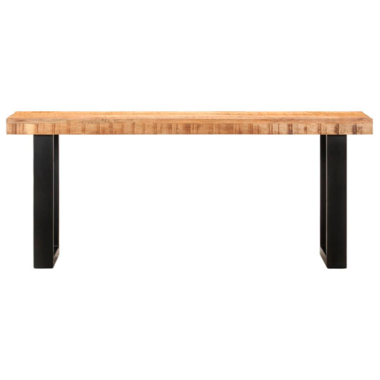 vidaXL Bench 110 cm Solid Rough Mango Wood and Steel